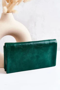 Portfele>Boto Duży Skórzany Portfel Zielony Rhodes