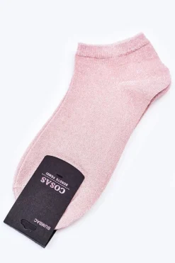 Clearance Dwupak Damskie Stopki Ze Srebrną Nitką Łososiowe Skarpetki|Skarpetki