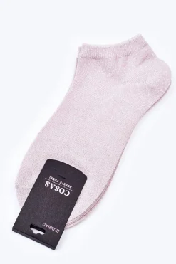 Best Dwupak Damskie Stopki Ze Srebrną Nitką Ecru Skarpetki|Skarpetki