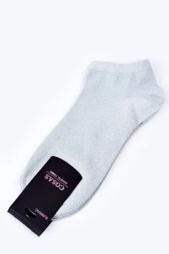 Dwupak Damskie Stopki Ze Srebrną Nitką Miętowe Skarpetki|Skarpetki