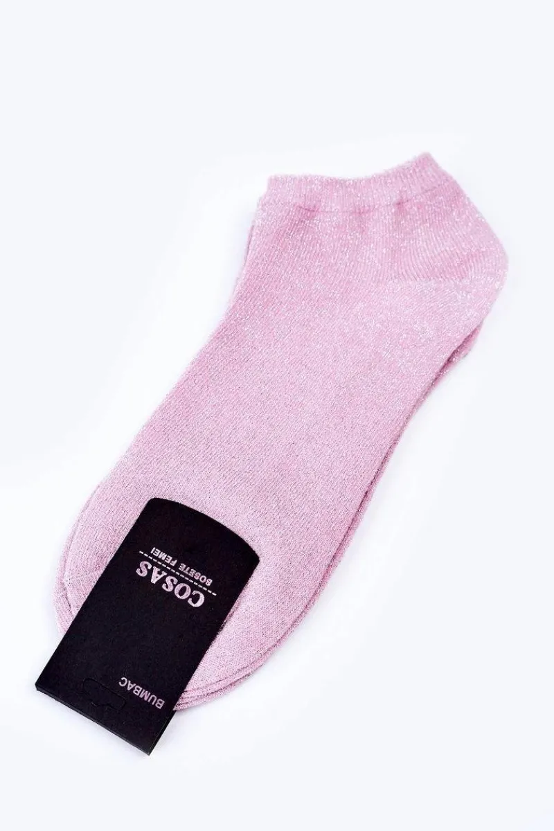 Hot Dwupak Damskie Stopki Ze Srebrną Nitką Różowe Skarpetki|Skarpetki