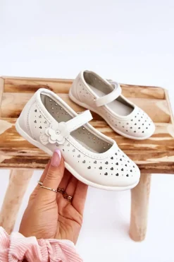 Sale Boto Dziecięce Ażurowe Balerinki Białe Lenna