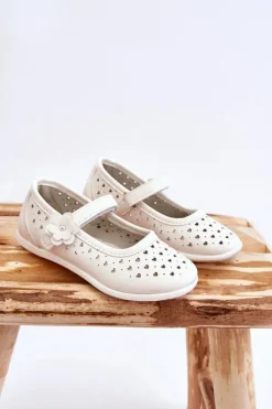 Sale Boto Dziecięce Ażurowe Balerinki Białe Lenna