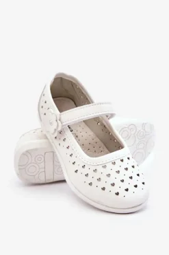 Sale Boto Dziecięce Ażurowe Balerinki Białe Lenna