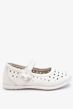 Sale Boto Dziecięce Ażurowe Balerinki Białe Lenna