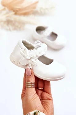 Discount Dziecięce Balerinki Na Rzepy Z Koronką Białe Evelyn Dzieci Balerinki Dziecięce