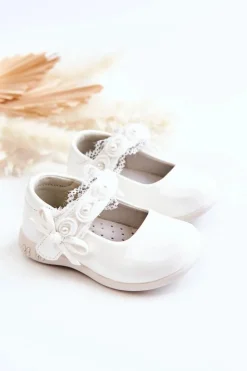 Discount Dziecięce Balerinki Na Rzepy Z Koronką Białe Evelyn Dzieci Balerinki Dziecięce
