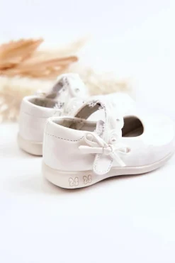 Discount Dziecięce Balerinki Na Rzepy Z Koronką Białe Evelyn Dzieci Balerinki Dziecięce