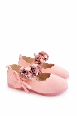 Balerinki Dziecięce>Buty damskie Vinceza Dziecięce Balerinki Na Rzepy Kwiaty Różowe Caitlin