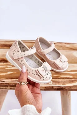 Hot Buty damskie Vinceza Dziecięce Balerinki Z Kokardą Na Rzep Różowe Halle Różowy