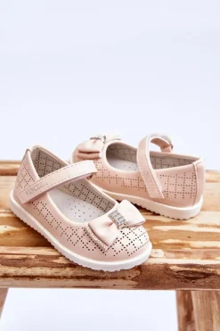 Hot Buty damskie Vinceza Dziecięce Balerinki Z Kokardą Na Rzep Różowe Halle Różowy