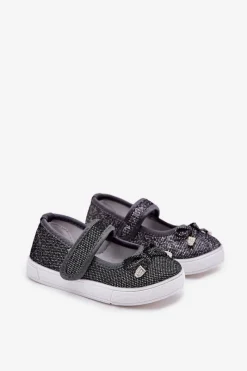 Hot Dziecięce Balerinki Z Kokardką Czarne Amirinas Dzieci Dziewczęce|Balerinki Dziecięce