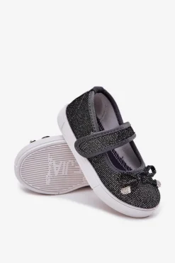 Hot Dziecięce Balerinki Z Kokardką Czarne Amirinas Dzieci Dziewczęce|Balerinki Dziecięce