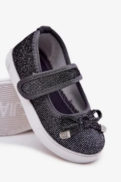 Hot Dziecięce Balerinki Z Kokardką Czarne Amirinas Dzieci Dziewczęce|Balerinki Dziecięce