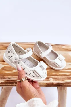Sale Buty damskie Vinceza Dziecięce Balerinki Z Kokardą Na Rzep Białe Halle