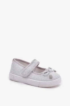 Dziewczęce|Balerinki Dziecięce>Boto Dziecięce Balerinki Z Kokardką Srebrne Amirinas Srebrny