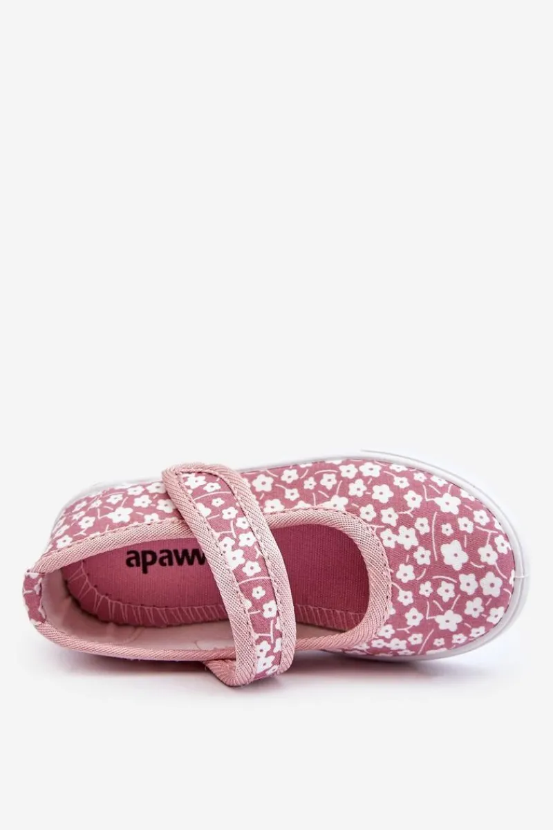 Balerinki Dziecięce>Boto Dziecięce Baleriny Na Rzep W Print Różowe Selah Różowy