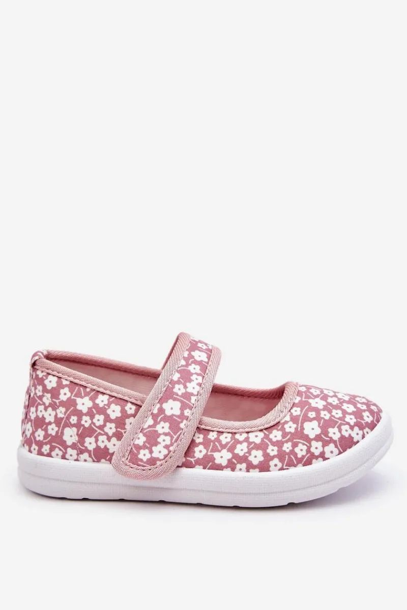 Balerinki Dziecięce>Boto Dziecięce Baleriny Na Rzep W Print Różowe Selah Różowy