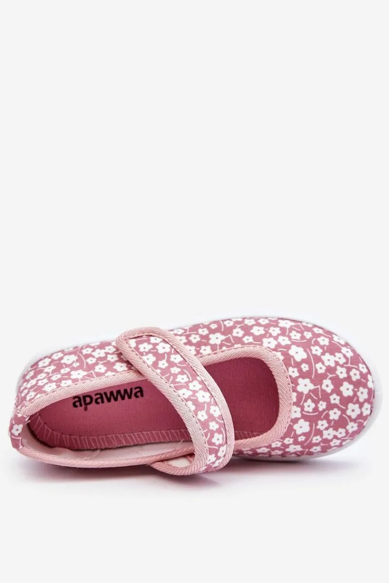Balerinki Dziecięce>Boto Dziecięce Baleriny Na Rzep W Print Różowe Selah Różowy