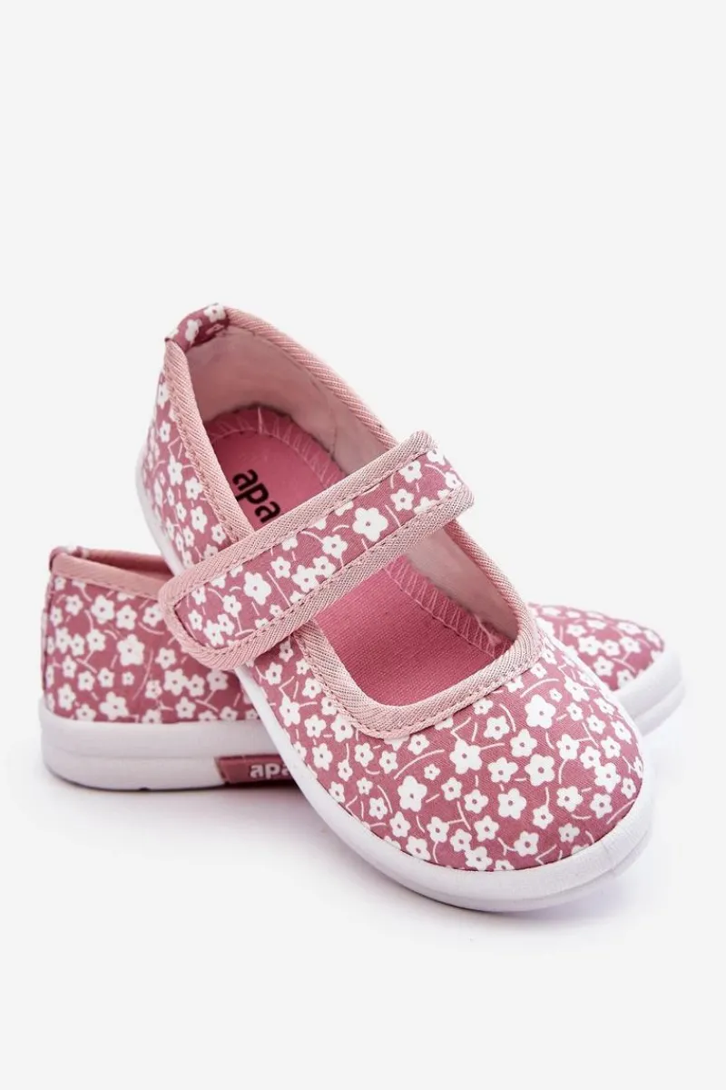 Balerinki Dziecięce>Boto Dziecięce Baleriny Na Rzep W Print Różowe Selah Różowy