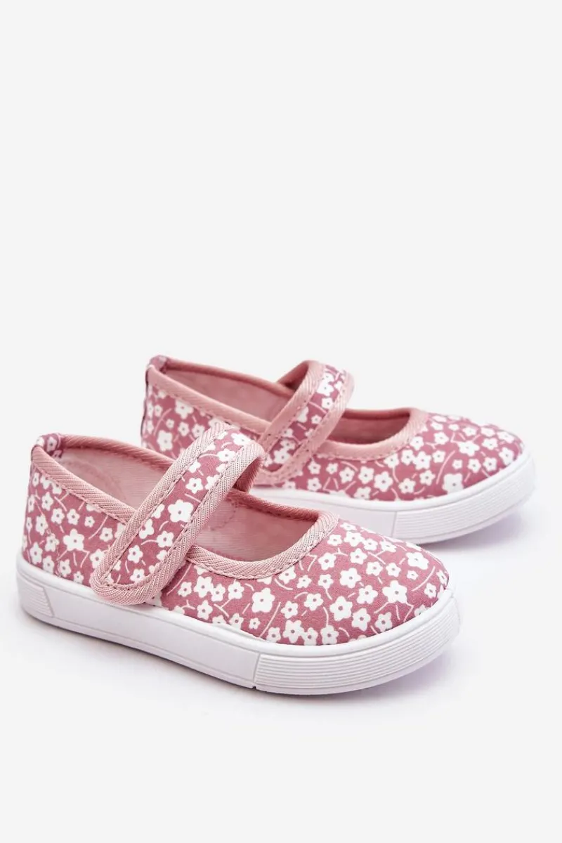 Balerinki Dziecięce>Boto Dziecięce Baleriny Na Rzep W Print Różowe Selah Różowy
