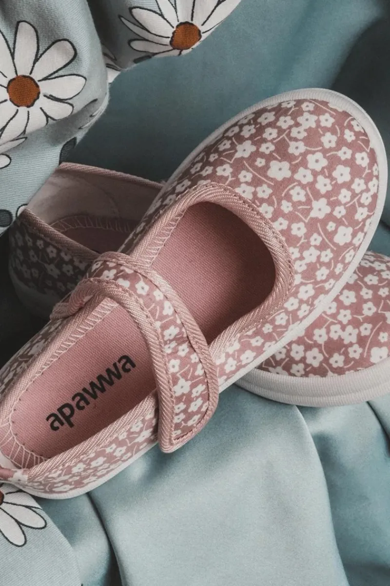 Balerinki Dziecięce>Boto Dziecięce Baleriny Na Rzep W Print Różowe Selah Różowy