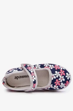 Clearance Boto Dziecięce Baleriny W Kwiatuszki Granatowo-Szare Noah