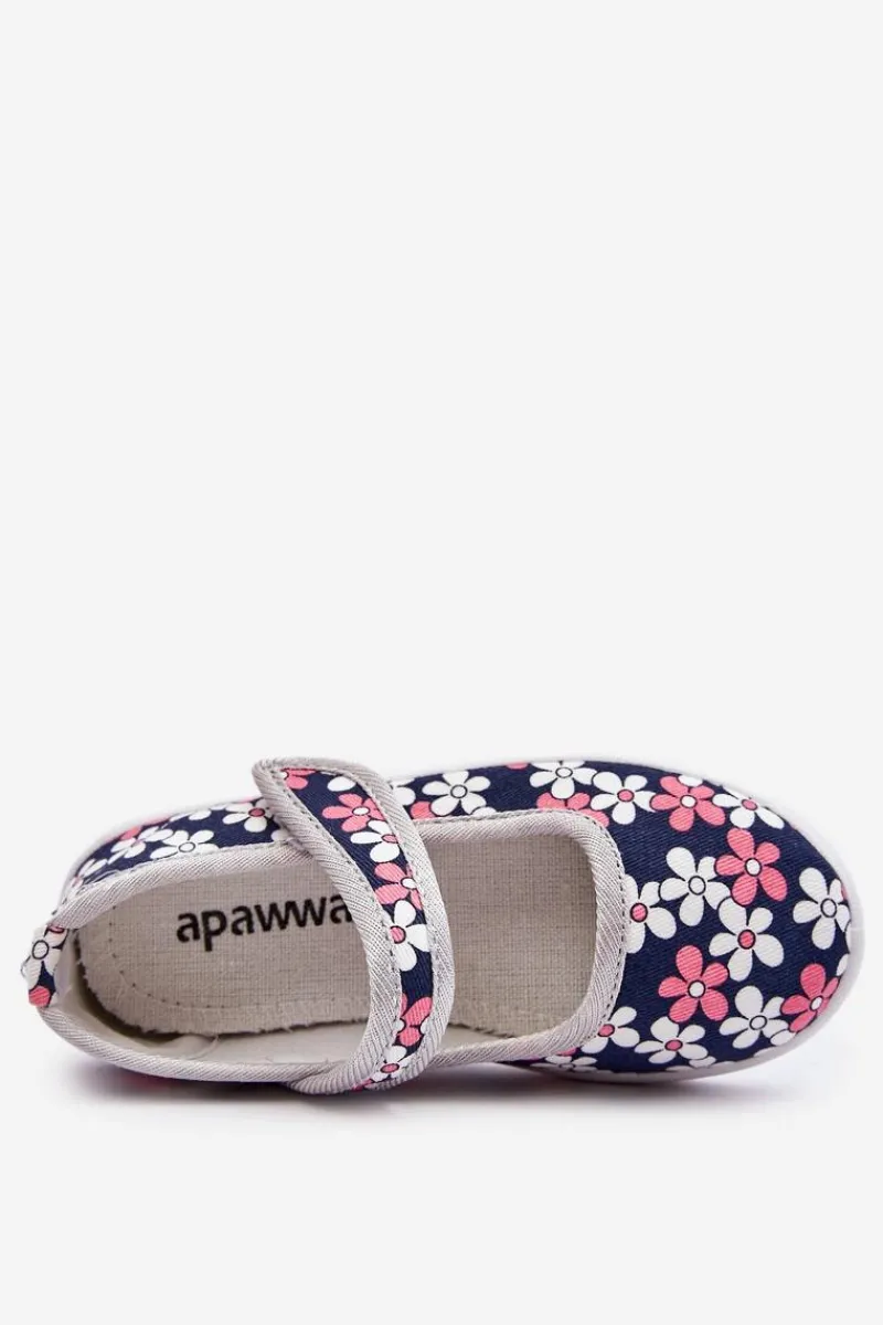 Clearance Boto Dziecięce Baleriny W Kwiatuszki Granatowo-Szare Noah