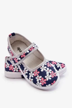 Clearance Boto Dziecięce Baleriny W Kwiatuszki Granatowo-Szare Noah