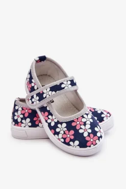 Clearance Boto Dziecięce Baleriny W Kwiatuszki Granatowo-Szare Noah
