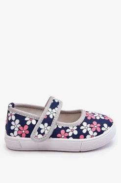 Clearance Boto Dziecięce Baleriny W Kwiatuszki Granatowo-Szare Noah