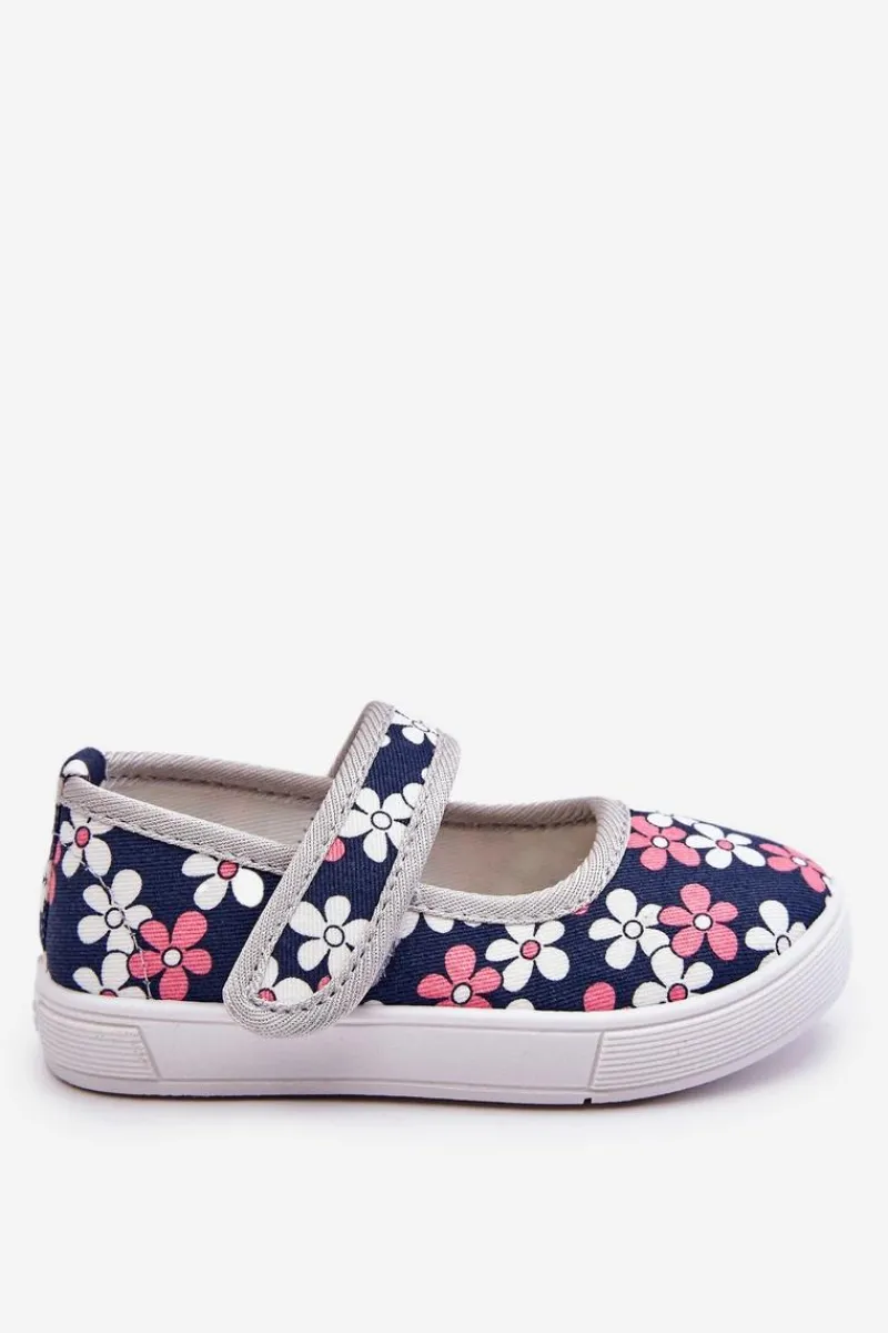 Clearance Boto Dziecięce Baleriny W Kwiatuszki Granatowo-Szare Noah