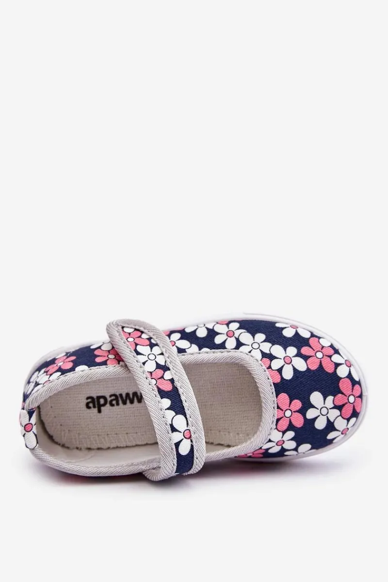 Clearance Boto Dziecięce Baleriny W Kwiatuszki Granatowo-Szare Noah