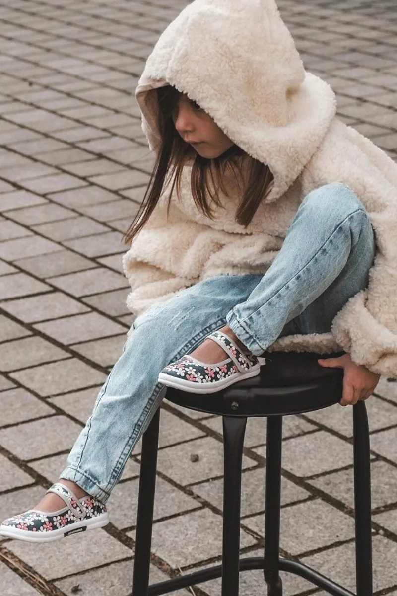 Clearance Boto Dziecięce Baleriny W Kwiatuszki Granatowo-Szare Noah