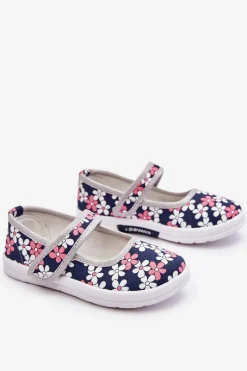 Clearance Boto Dziecięce Baleriny W Kwiatuszki Granatowo-Szare Noah