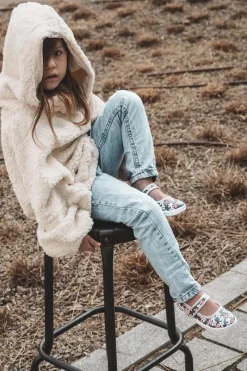 Clearance Boto Dziecięce Baleriny W Kwiatuszki Granatowo-Szare Noah