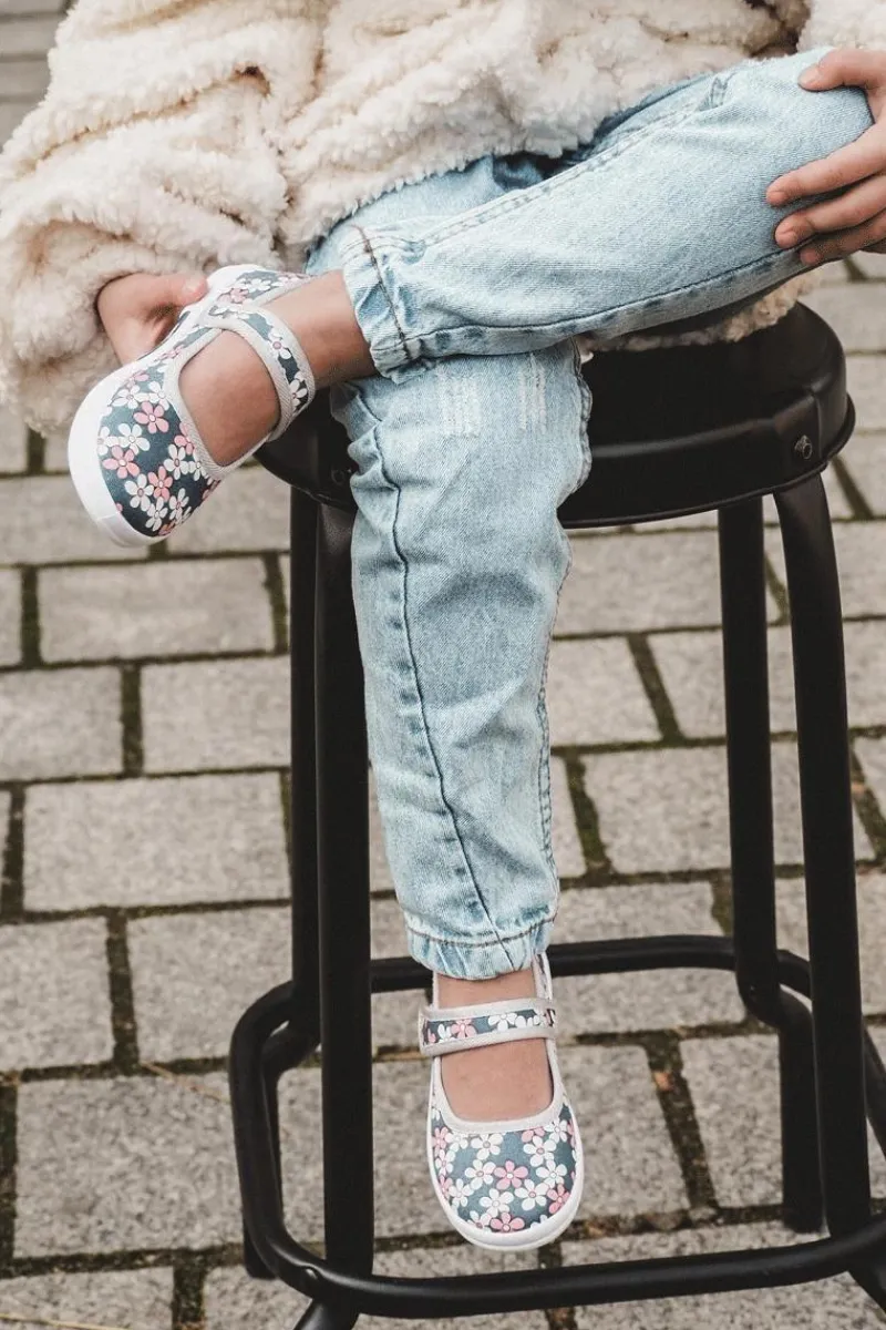 Clearance Boto Dziecięce Baleriny W Kwiatuszki Granatowo-Szare Noah