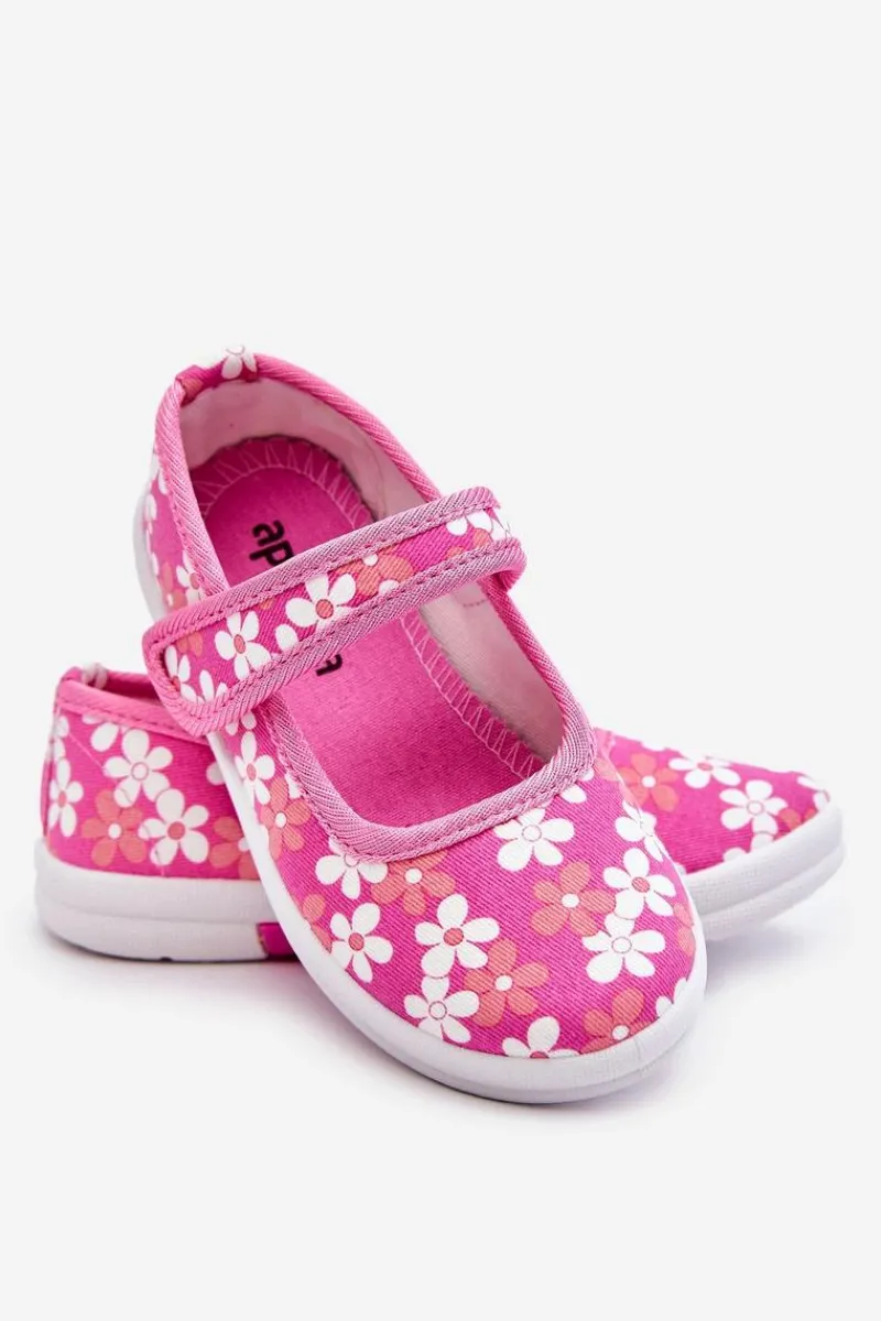 Balerinki Dziecięce>Boto Dziecięce Baleriny W Kwiatuszki Różowe Noah Różowy