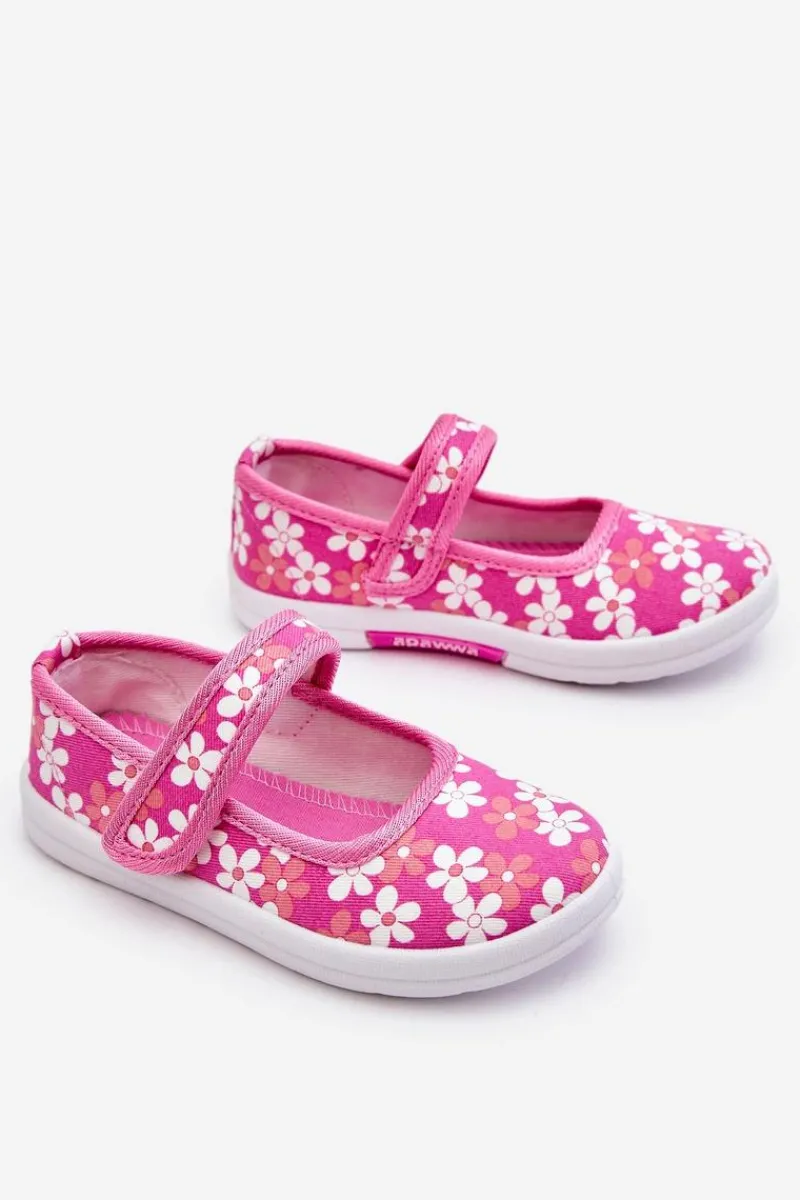 Balerinki Dziecięce>Boto Dziecięce Baleriny W Kwiatuszki Różowe Noah Różowy