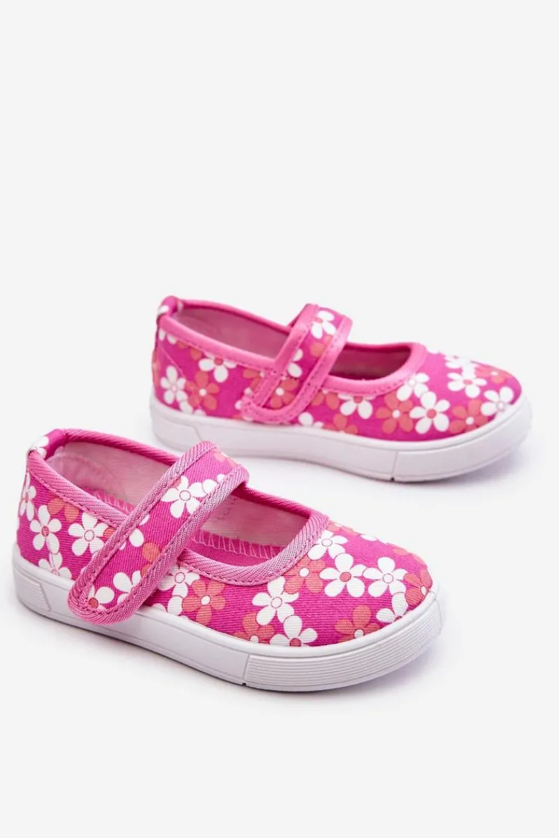 Balerinki Dziecięce>Boto Dziecięce Baleriny W Kwiatuszki Różowe Noah Różowy