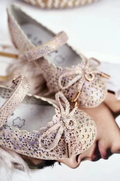 Best Damskie buty S.Barski Dziecięce Beżowe Ażurowe Balerinki na Rzep Barski Remtro