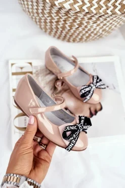 Best Dziecięce Beżowe Balerinki na Rzep Barski Mindi Dzieci Balerinki Dziecięce