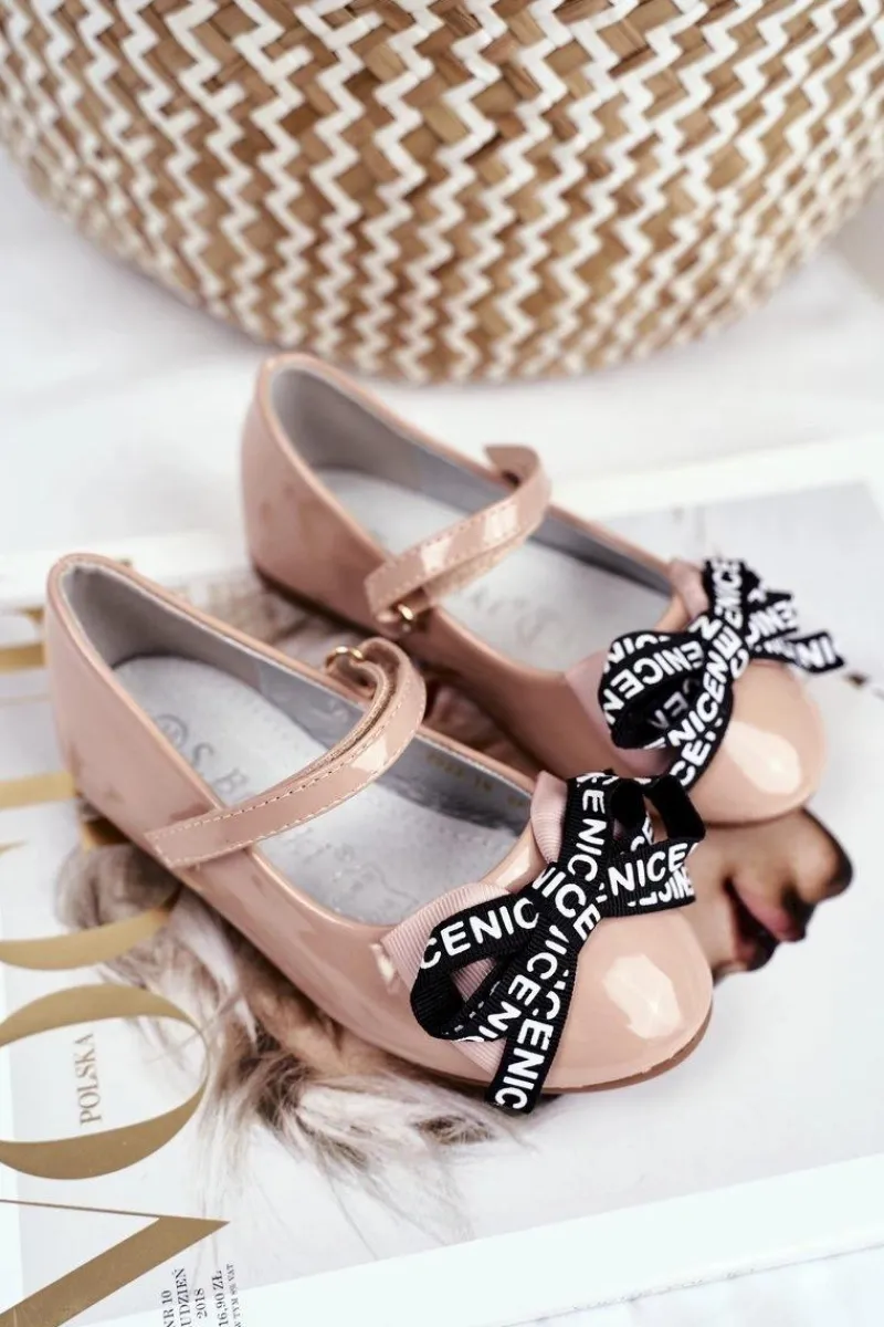 Best Dziecięce Beżowe Balerinki na Rzep Barski Mindi Dzieci Balerinki Dziecięce