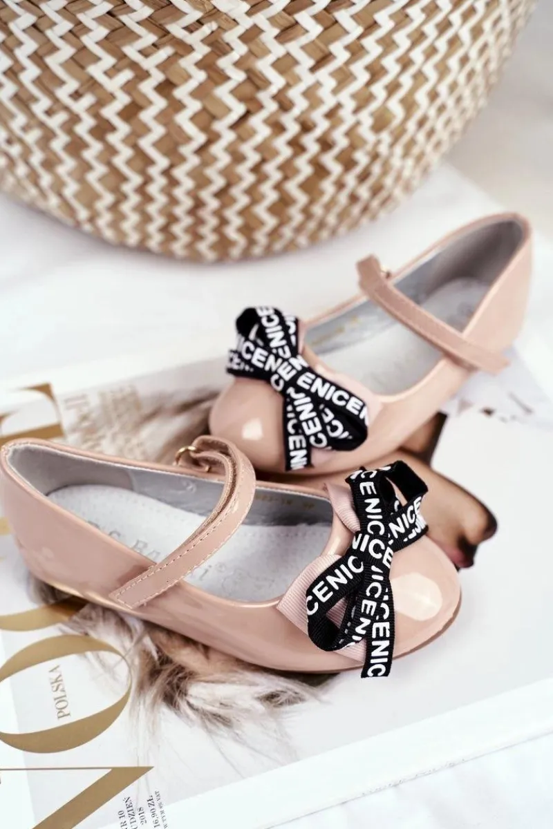 Best Dziecięce Beżowe Balerinki na Rzep Barski Mindi Dzieci Balerinki Dziecięce