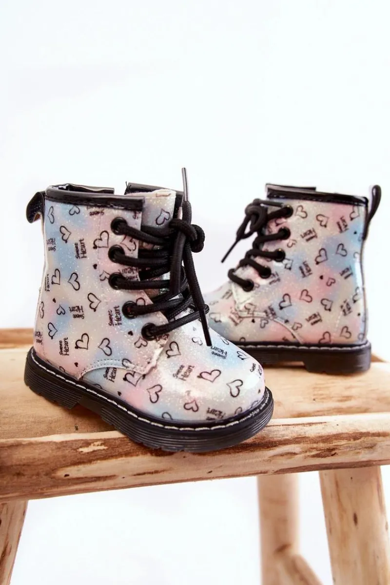 Dziewczęce>Boto Dziecięce Botki Brokatowe We Wzory Wielokolorowe Reggie