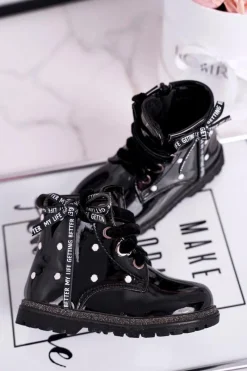 Dziewczęce>Evento Dziecięce botki lakierowane ocieplane czarne Essie