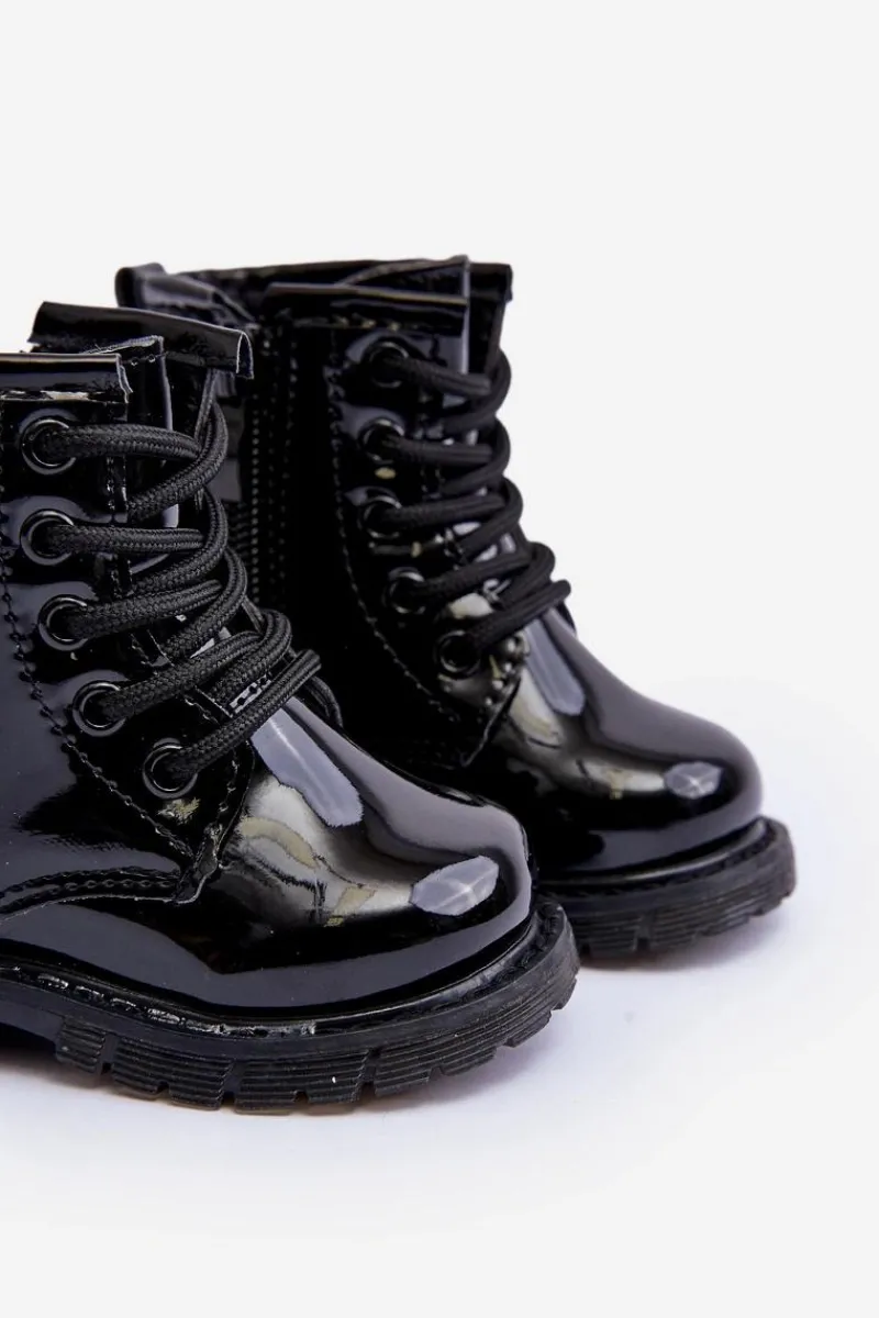 Online Boto Dziecięce Botki Lakierowane Z Suwakiem Czarne Tibbie Czarny