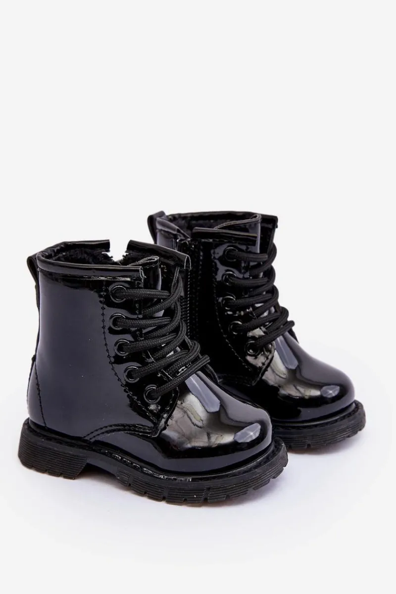 Online Boto Dziecięce Botki Lakierowane Z Suwakiem Czarne Tibbie Czarny