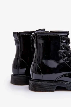 Online Boto Dziecięce Botki Lakierowane Z Suwakiem Czarne Tibbie Czarny