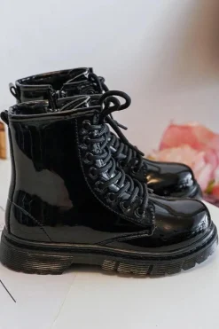 Online Boto Dziecięce Botki Lakierowane Z Suwakiem Czarne Tibbie Czarny